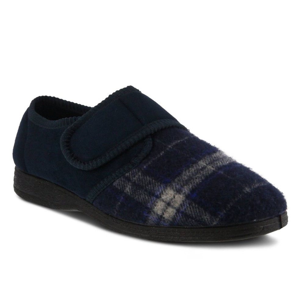 Spring Step Shoes Boris Men's Micro Suede and Textile Slippers NAVY MULTI
